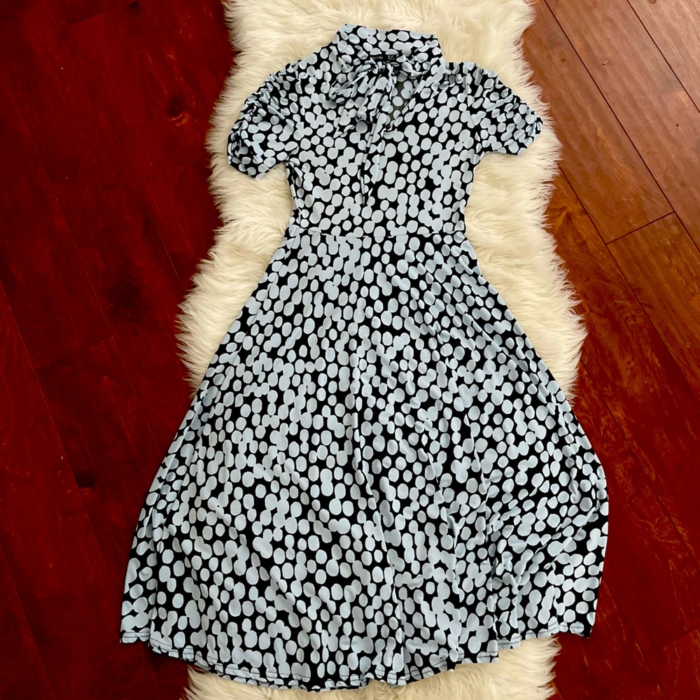 Blended Polka Dot Dress - Baby Blue